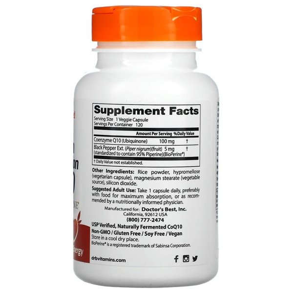 Augstas absorbcijas CoQ10 ar BioPerine, 100 mg - 120 v-kapsulas