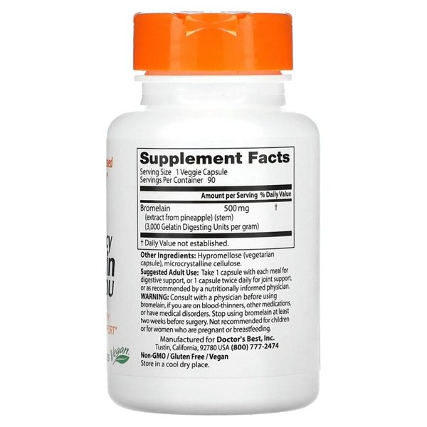 Augstas iedarbības bromelaīns 3000 GDU, 500 mg - 90 v-kapsulas