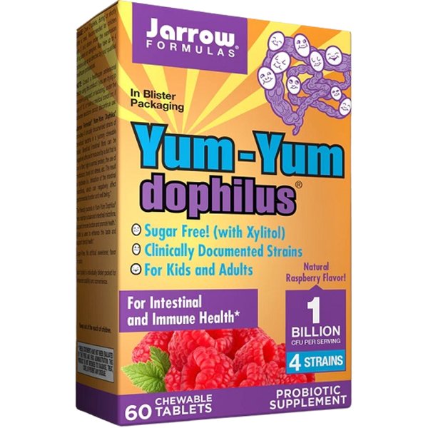 Yum-Yum Dophilus, 1 млрд КОЕ (малина) - 60 жевательных таблеток
