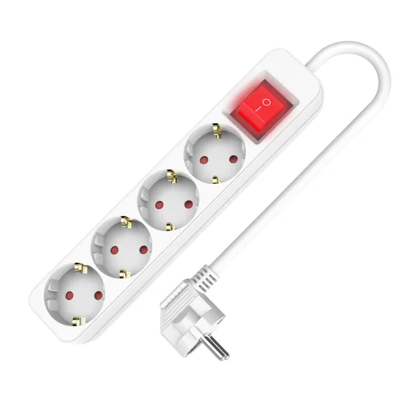 4-kontaktligzdu korpuss bez strāvas slēdža TM Electron TMUAD504S Balts 3680 W (1,5 m) (4 gb.)