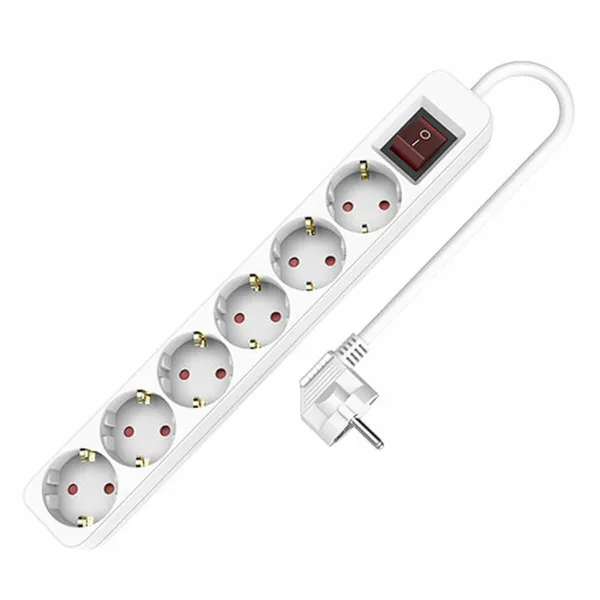 6 kištukų lizdas be maitinimo jungiklio TM Electron TMUAD506S Balta 3680 W (1,5 m)