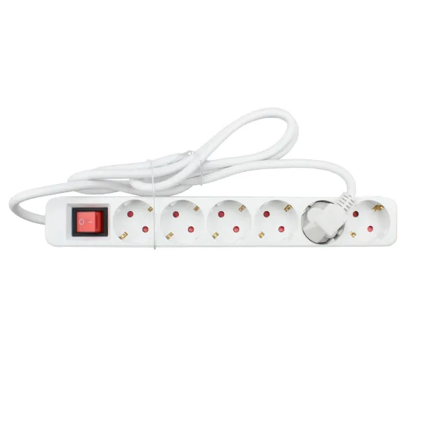 6 kištukų lizdas be maitinimo jungiklio TM Electron TMUAD506S Balta 3680 W (1,5 m)
