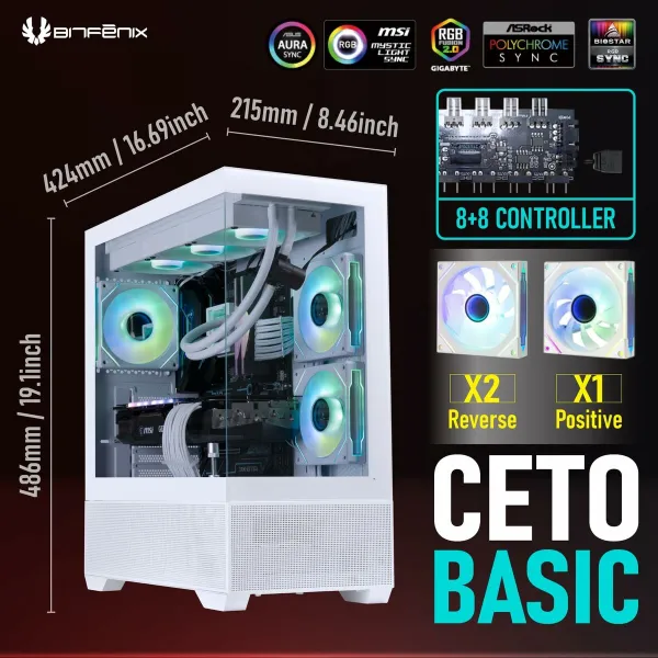 ATX Semi-tower Korpus BitFenix CETO Basic Valge