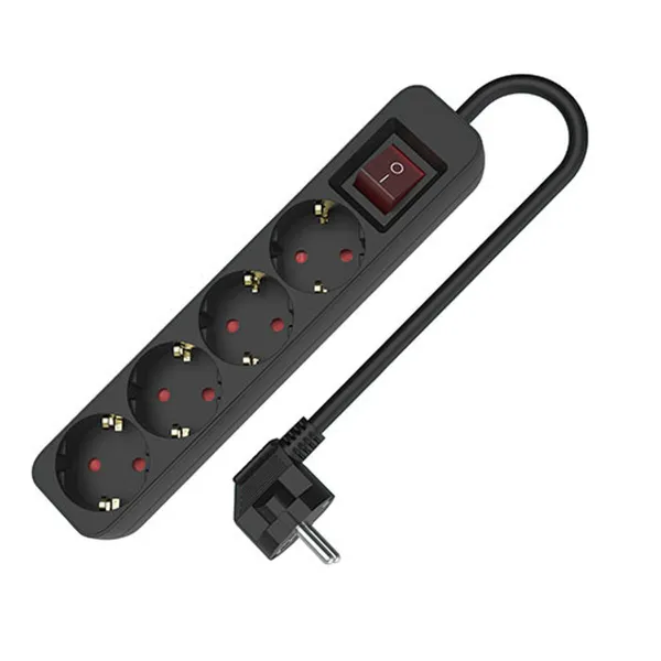 4-socket plugboard with power switch TM Electron TMUAD504SBK Black 3680 W (1,5 m)