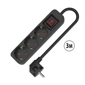 3-kontaktligzdu korpuss ar strāvas slēdzi TM Electron TMUAD533SBK Melns 3680 W 250 V (3 m)
