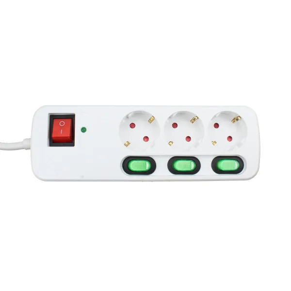 3 kištukų lizdas be maitinimo jungiklio TM Electron TMUAD553 Balta 3680 W (1,5 m)