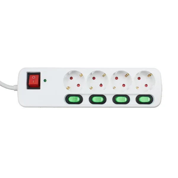 4 kištukų lizdas be maitinimo jungiklio TM Electron TMUAD554 Balta 3680 W (1,5 m)
