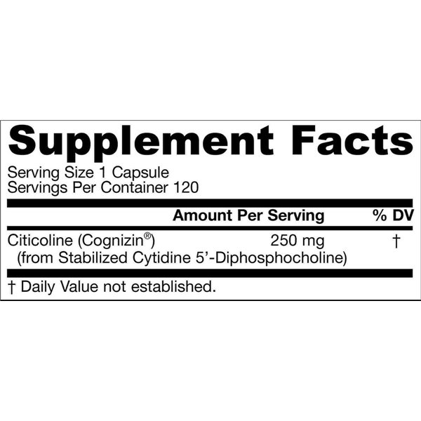 Citicoline CDP holīns, 250 mg - 120 kapsulas | Pirkt tiešsaistē — Megaluks