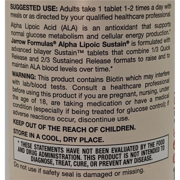 Alfa lipoīnskābe ar biotīnu - 120 tabletes