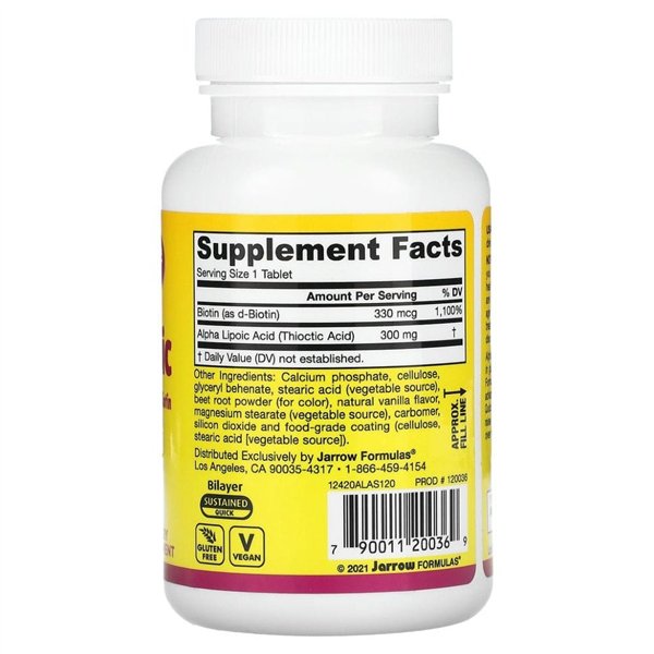 Alfa lipoīnskābe ar biotīnu - 120 tabletes