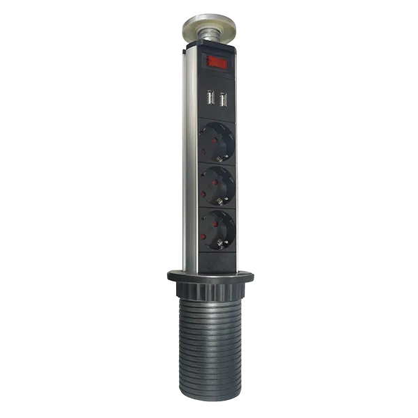 TOWER MULTIPLUGS 3 SCHUKO+2 USB CHROME