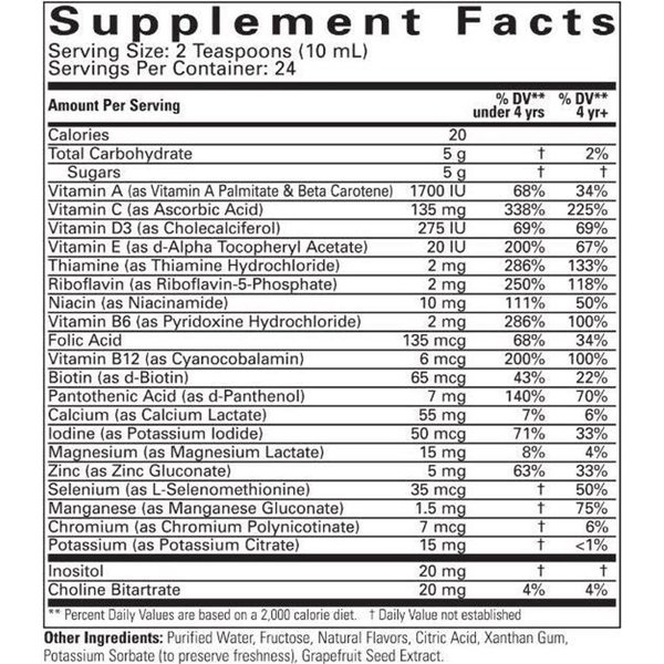 Мультивитамины и минералы, натуральный апельсин/манго - 237 мл.
