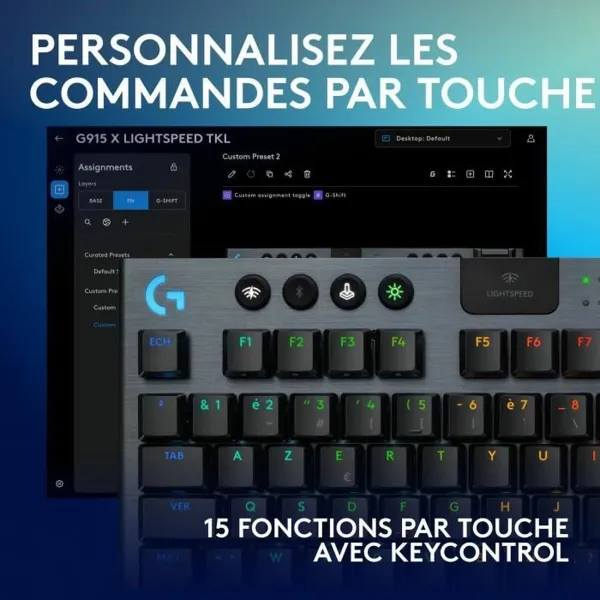 Bezvadu Klaviatūra Logitech G915 TKL X Melns AZERTY