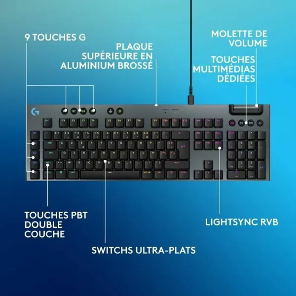 Klaviatūra Logitech G915 X Melns AZERTY