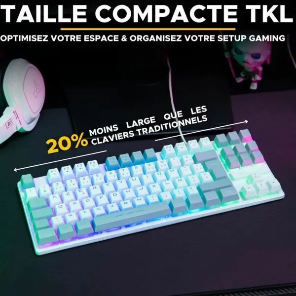 Klaviatūra The G-Lab KEYZ CAESIUM Pilka Azerty Prancūzų
