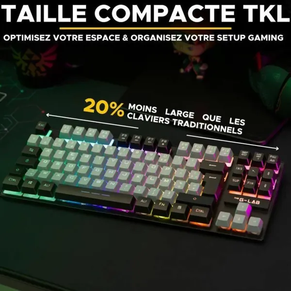 Klaviatūra The G-Lab KEYZ CAESIUM Juoda Pilka Azerty Prancūzų