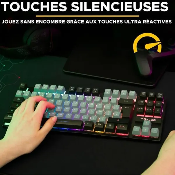 Klaviatūra The G-Lab KEYZ CAESIUM Juoda Pilka Azerty Prancūzų