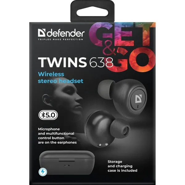 Austiņas In-ear Bluetooth Defender Twins 638 Melns