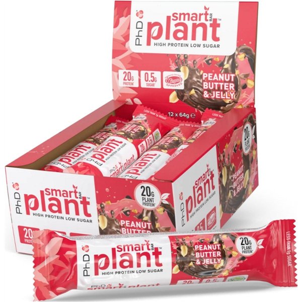 Smart Bar Plant, suklaa-maapähkinäbrownie - 12 x 64 g