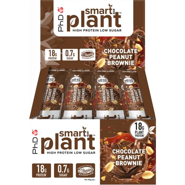 Smart Bar Plant, suklaa-maapähkinäbrownie - 12 x 64 g