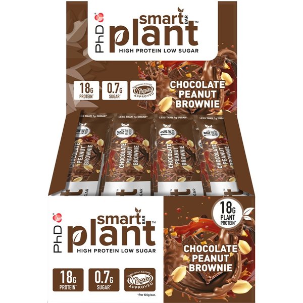 Smart Bar Plant, suklaa-maapähkinäbrownie - 12 x 64 g