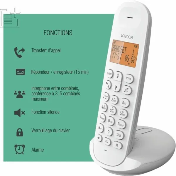 Беспроводный телефон Logicom DECT ILOA 155T SOLO Белый