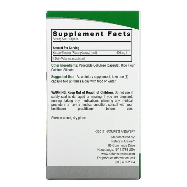 Korealainen ginseng, 500 mg - 50 v-kapselia