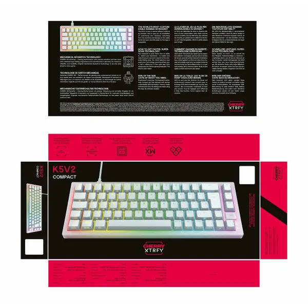 Klaviatūra un Pele Cherry CXK5V2RGBCPTTPWHTRFR