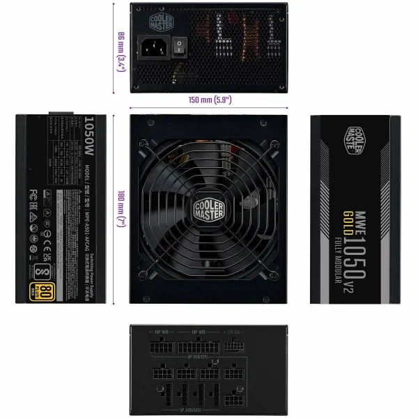 Источник питания Cooler Master MWE Gold ATX 1 050 Bт