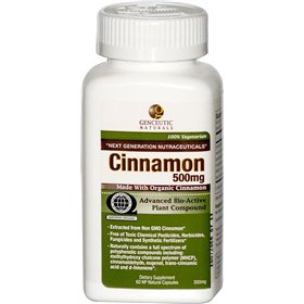 „Genceutic Naturals“ cinamonas, 500 mg – 60 v kapsulių