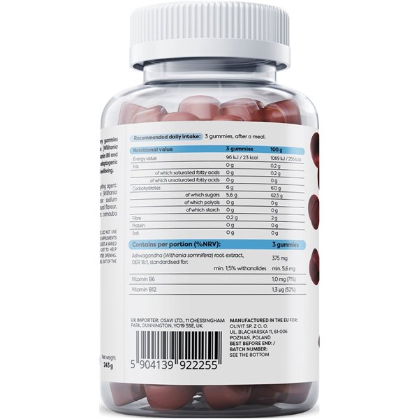 Ashwagandha 375mg Gummies, Cherry - 90 gummies	