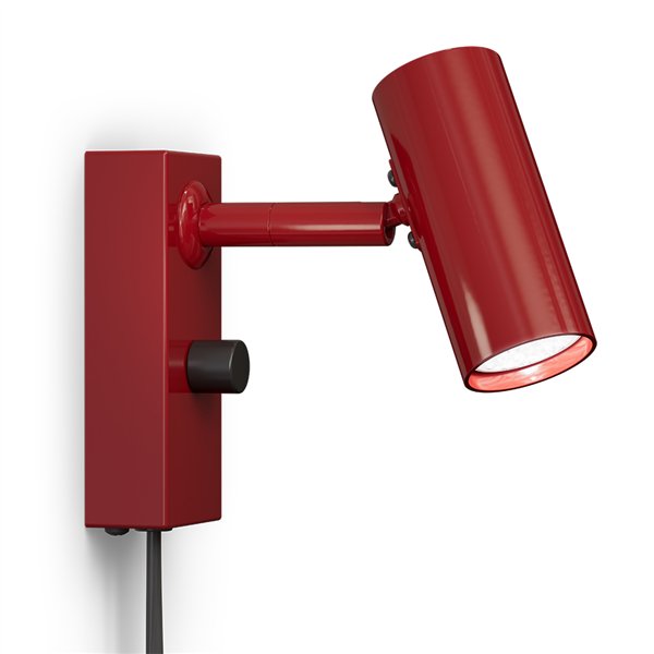 Wall lamp Cato glossy red ruby/flat black single