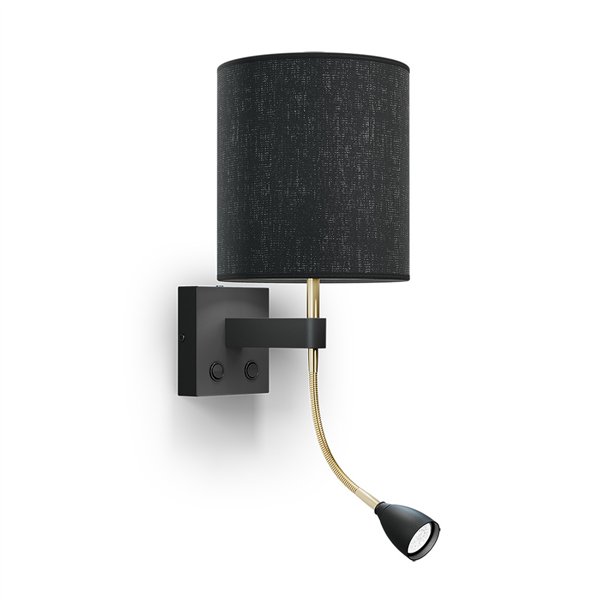 Wall lamp Dual E27+MR11 black structure/brass excl. shade