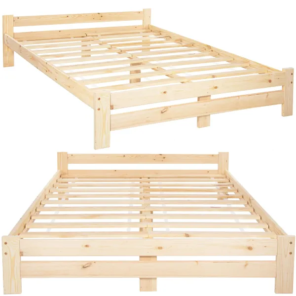 Кровать двуспальная деревянная Springos BD001 светло-коричневая 200x160 см