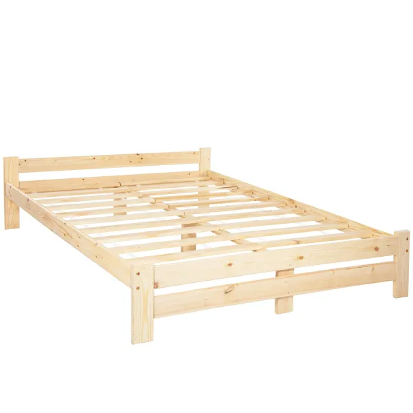 Кровать двуспальная деревянная Springos BD001 светло-коричневая 200x160 см