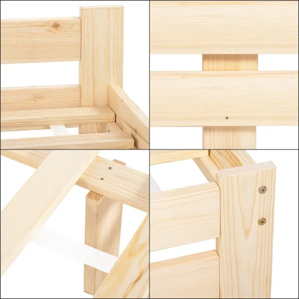 Кровать двуспальная деревянная Springos BD001 светло-коричневая 200x160 см