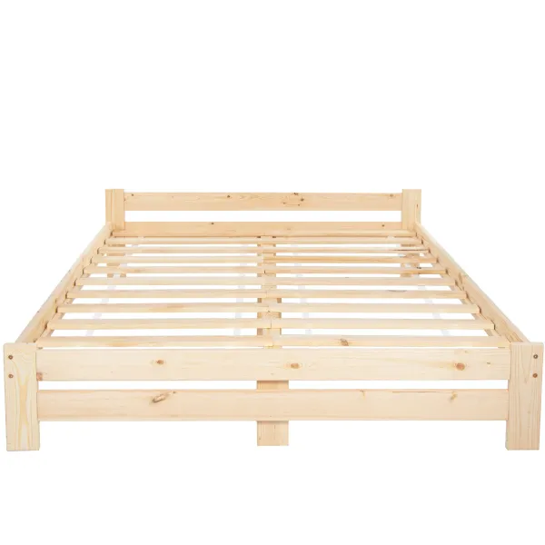 Кровать двуспальная деревянная Springos BD001 светло-коричневая 200x160 см