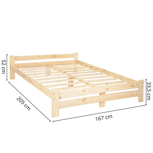 Кровать двуспальная деревянная Springos BD001 светло-коричневая 200x160 см