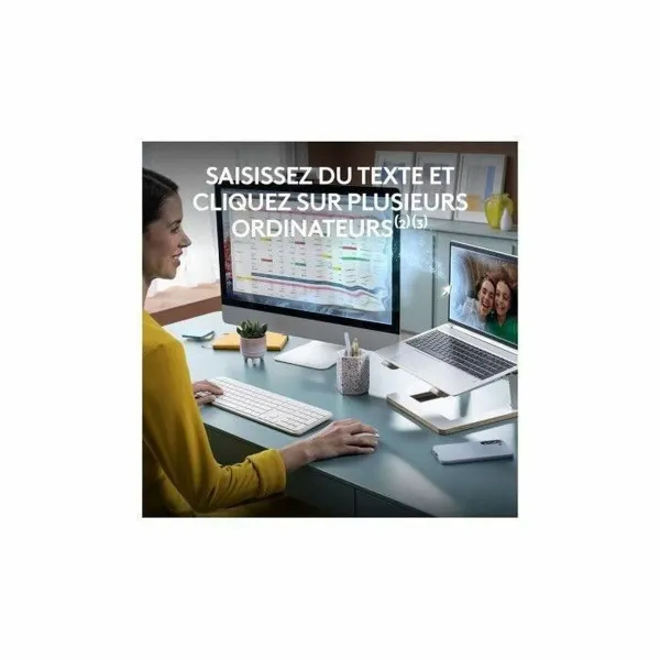 Klaviatūra ir pelė Logitech Balta Prancūzų Azerty Prancūzų