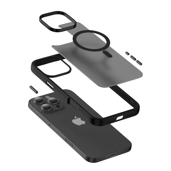 Crong Hybrid Frost MAG Cover - Case with MagSafe for iPhone 16 (Black)