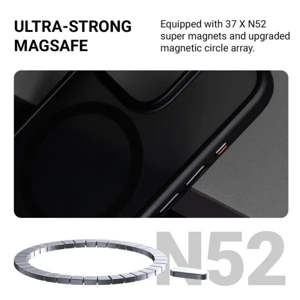 Crong Hybrid Frost MAG Cover - Case with MagSafe for iPhone 16 (Black)