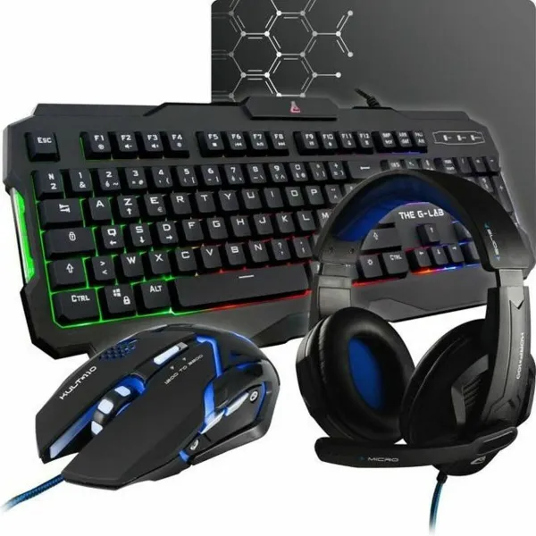 Klaviatūra ir pelė The G-Lab Combo Argon AZERTY Juoda Prancūzų AZERTY