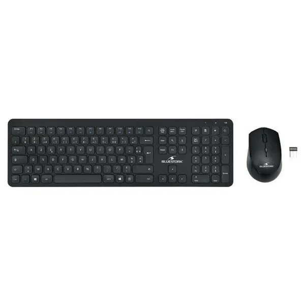 Klaviatūra ir pelė Bluestork Easy Slim AZERTY Juoda Prancūzų