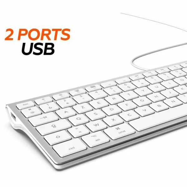 Klaviatūra Mobility Lab Balts Sudrabains Mac OS AZERTY