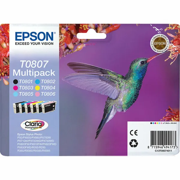 Картридж с оригинальными чернилами Epson C13T08074011 Жёлтый Циановый Розовый