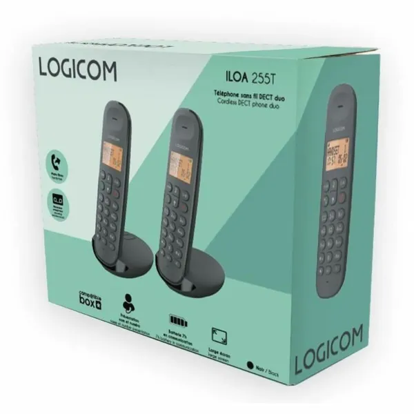Fiksuotojo ryšio telefonas Logicom DECT ILOA 255T DUO Juoda