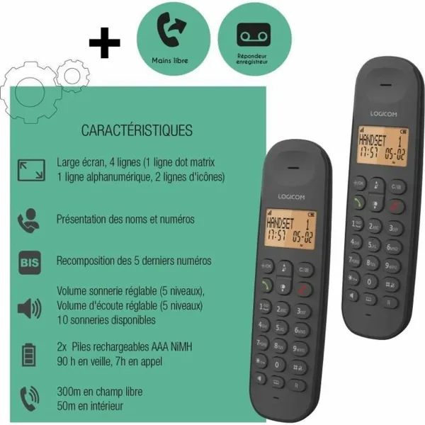 Fiksuotojo ryšio telefonas Logicom DECT ILOA 255T DUO Juoda