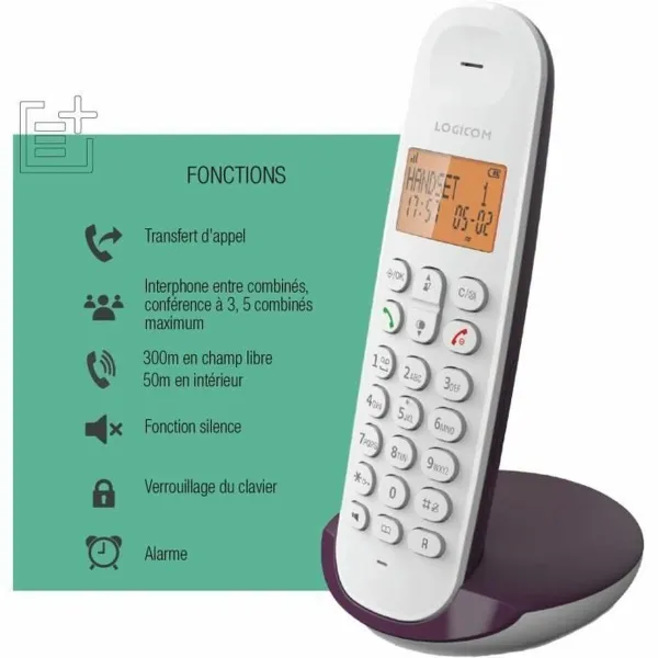 Fiksuotojo ryšio telefonas Logicom DECT ILOA 150 SOLO Baklažanas