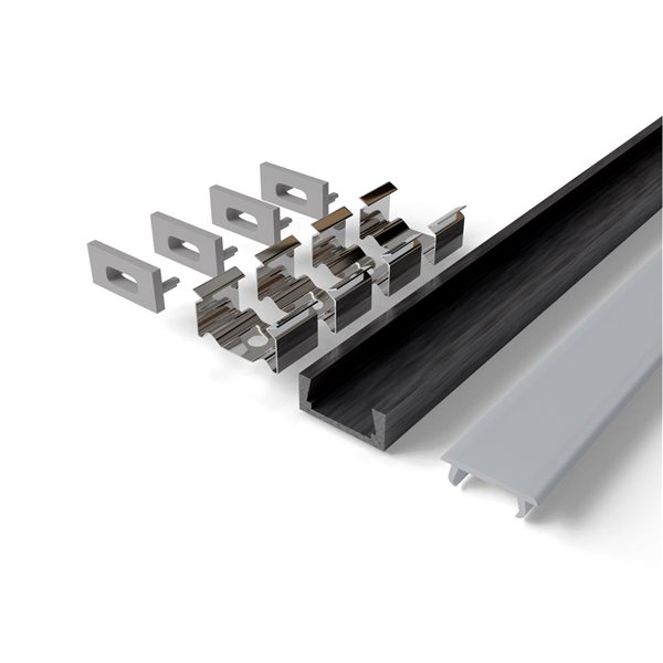 Avide Alu Profile "U" 15.9x7.8mm Normal Black profile with Frosted cover 2m, "kit"