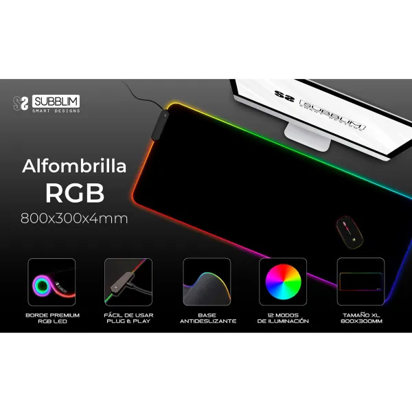 Hiirepadi Subblim LED RGB Mitmevärviline XL